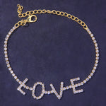 Rhinestone Double Heart Anklet