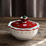 Red ; White Christmas Patterns Ceramic Plates