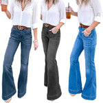 High Waist Full Length Slim Wide Leg Jeans