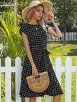 Summer Polka Dots Sleeveless Pleated Dresses For Women