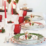 Red ; White Christmas Patterns Ceramic Plates