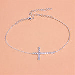 Rhinestone Double Heart Anklet