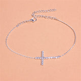 Rhinestone Double Heart Anklet