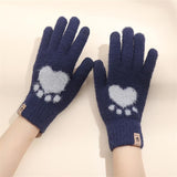 Adult Fashion Paw Print warm Gloves