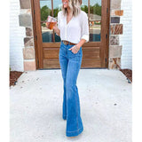 High Waist Full Length Slim Wide Leg Jeans