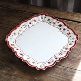 Red ; White Christmas Patterns Ceramic Plates