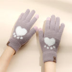 Adult Fashion Paw Print warm Gloves