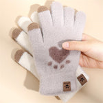 Adult Fashion Paw Print warm Gloves