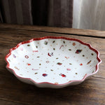 Red ; White Christmas Patterns Ceramic Plates