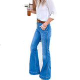 High Waist Full Length Slim Wide Leg Jeans