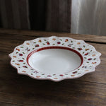 Red ; White Christmas Patterns Ceramic Plates