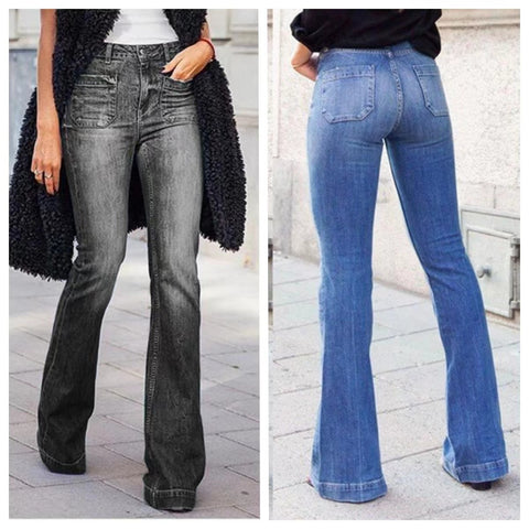 Womens High Waist Flared Jeans