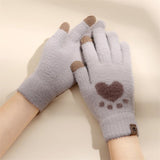 Adult Fashion Paw Print warm Gloves