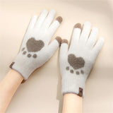 Adult Fashion Paw Print warm Gloves