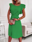 Office Lady Midi Pleated Dresses