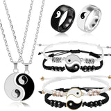 2/4Pcs Tai Chi Yin Yang Couple Bracelets Necklaces Seet