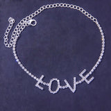 Rhinestone Double Heart Anklet